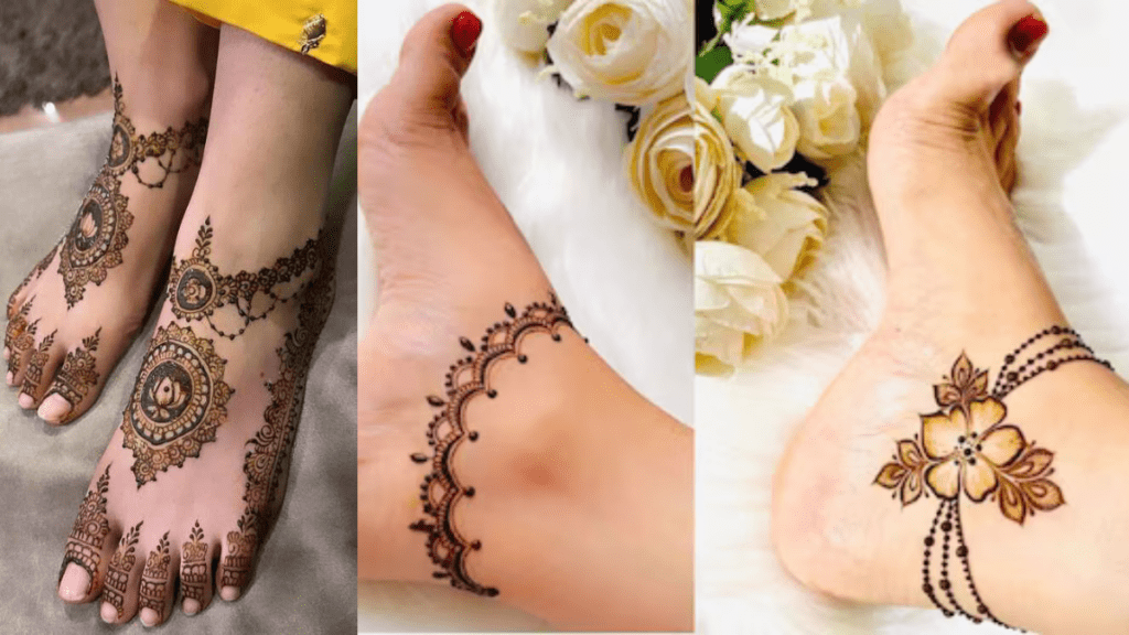 स्टाइलिश फुट मेहंदी डिज़ाइन