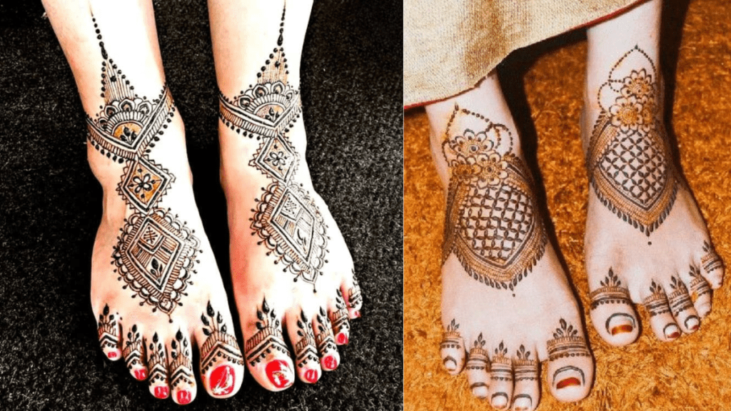 स्टाइलिश फुट मेहंदी डिज़ाइन