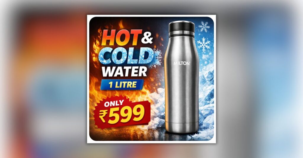 PEXPO Electro 1000 ISI मिल्टन ऑरा 1000 थर्मोस्टील 1 लीटर हॉट एंड कोल्ड बोतल