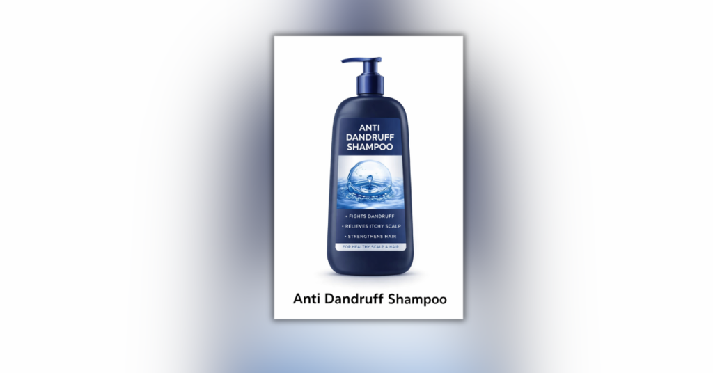 Anti Dandruff Shampoo वेब पेज का स्क्रीनशॉट जिसमें Alt Text, Title, Caption और Description के खाली फ़ील्ड दिखाई दे रहे हैं।