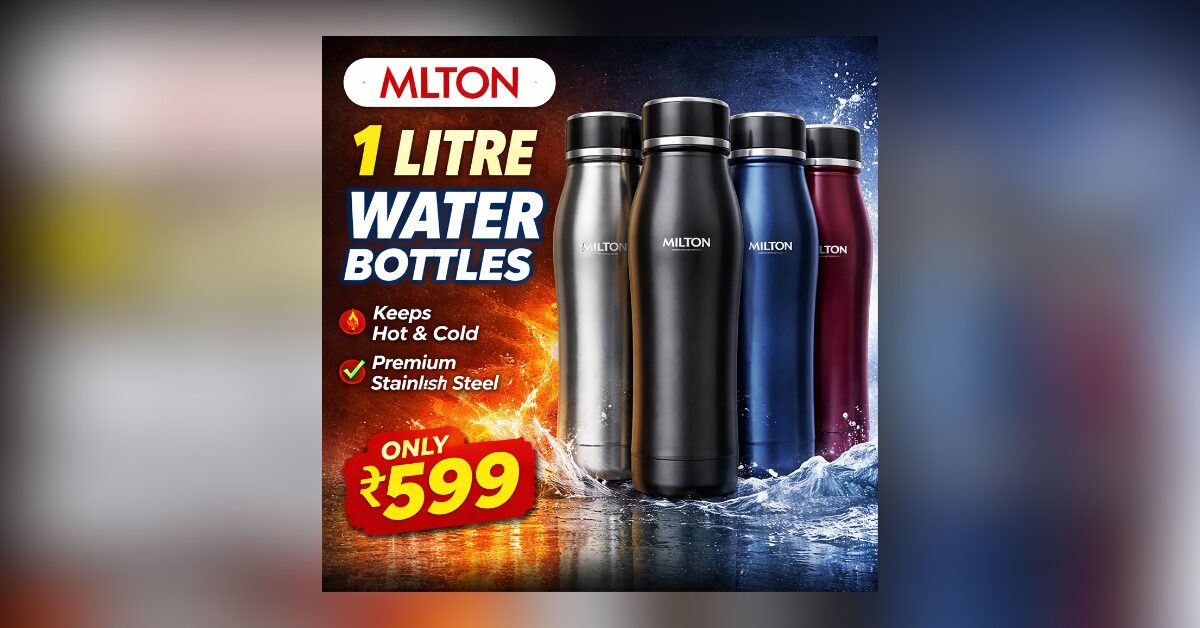 Milton Aura 1000 Thermosteel मिल्टन 1 लीटर स्टेनलेस स्टील हॉट एंड कोल्ड वाटर बोतल थंबनेल इमेज