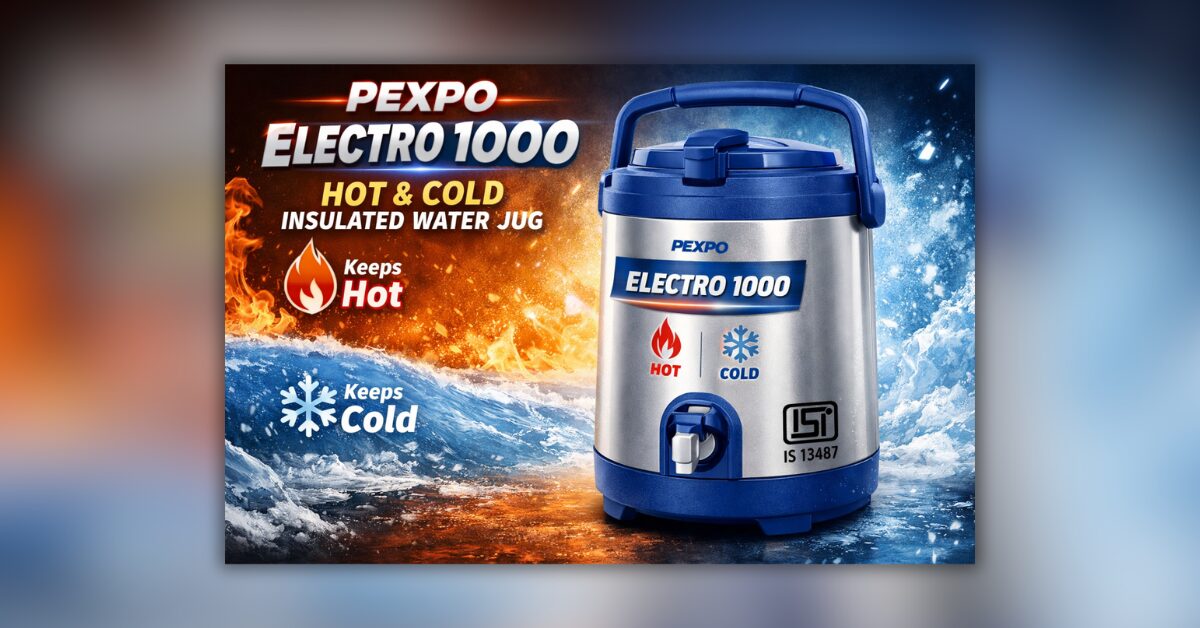PEXPO Electro 1000 ISI 1 लीटर हॉट एंड कोल्ड स्टेनलेस स्टील पानी की बोतल