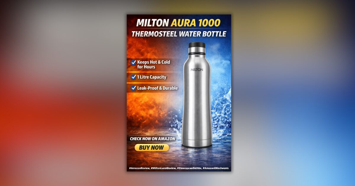 Milton Aura 1000 थर्मोस्टील 1 लीटर स्टेनलेस स्टील पानी की बोतल