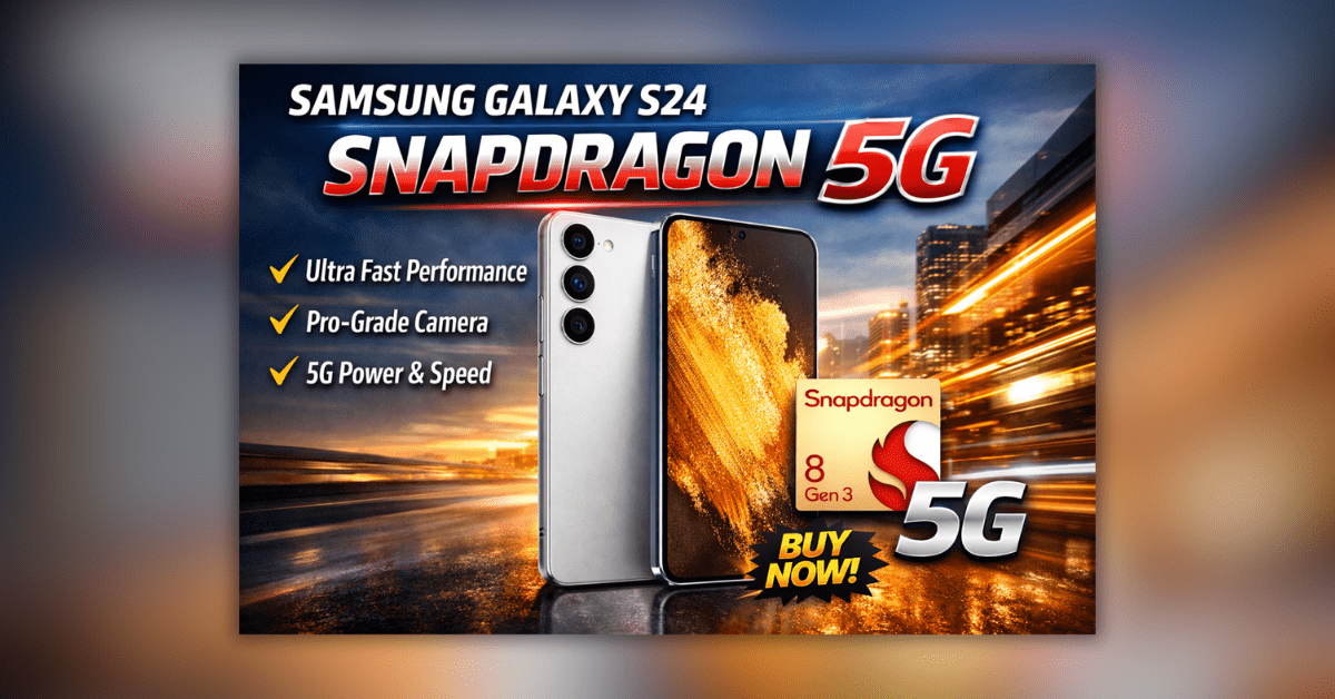 Samsung Galaxy S24 Snapdragon 5G प्रीमियम स्मार्टफोन का फ्रंट व्यू