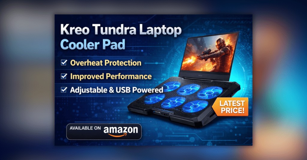 Kreo Tundra Laptop Cooler Pad with high-speed cooling fans