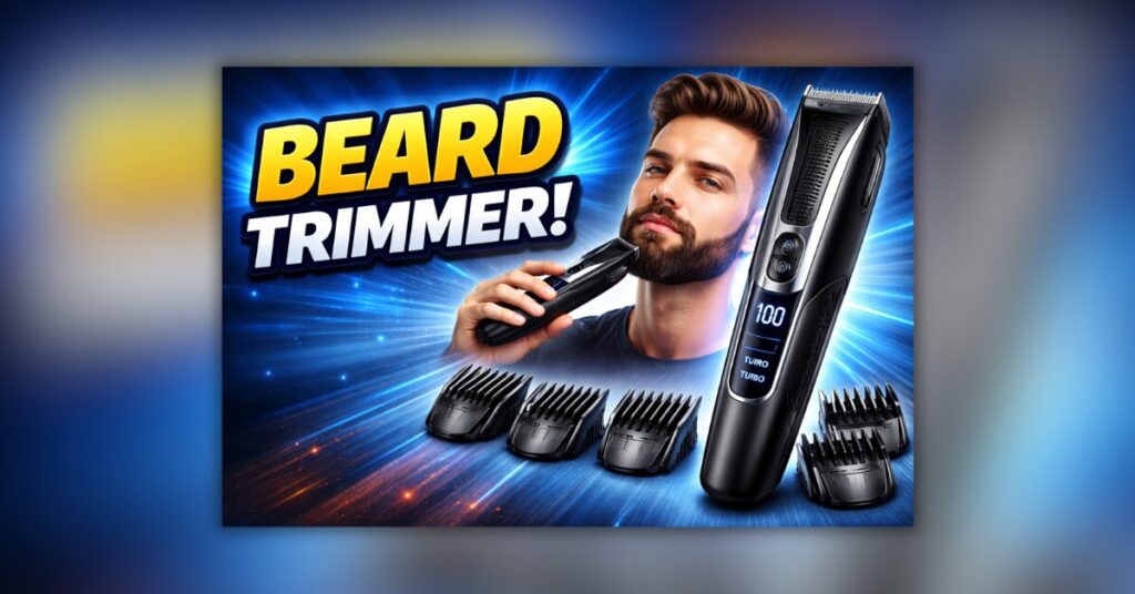 Beard Trimmer एलईडी डिस्प्ले और एडजस्टेबल कंघी के साथ इलेक्ट्रिक बियर्ड ट्रिमर