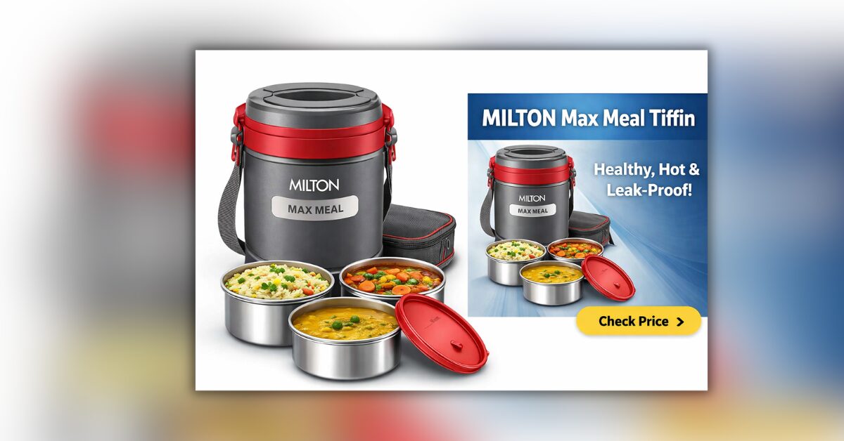 MILTON Max Meal Tiffin इंसुलेटेड स्टील लंच बॉक्स इमेज