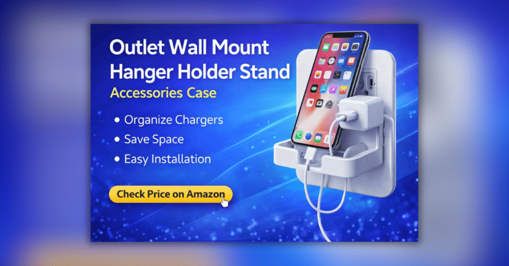 Outlet Wall Mount Hanger Holder Stand दीवार सॉकेट के साथ चार्जर ऑर्गनाइज़र
