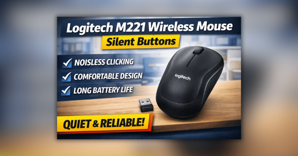 Logitech M221 Wireless Mouse Silent Buttons ब्लैक कलर, USB नैनो रिसीवर के साथ