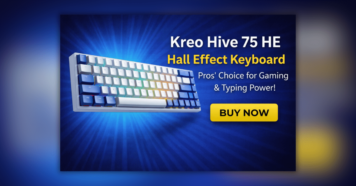 Kreo Hive 75 HE Hall Effect Keyboard RGB बैकलाइट और 75% कॉम्पैक्ट लेआउट के साथ