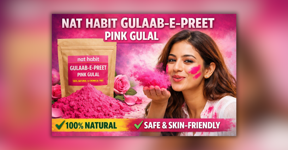 Nat Habit Gulaab-e-Preet Pink Gulal Natural Skin Friendly Holi Color
