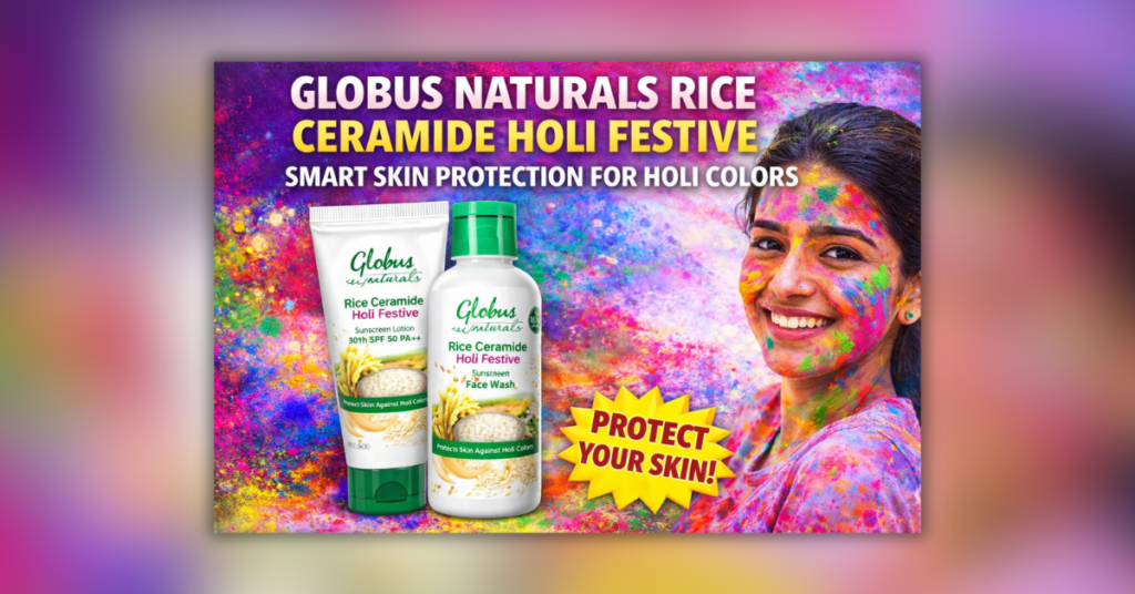 Globus Naturals Rice Ceramide Holi Festive skin protection for Holi colors