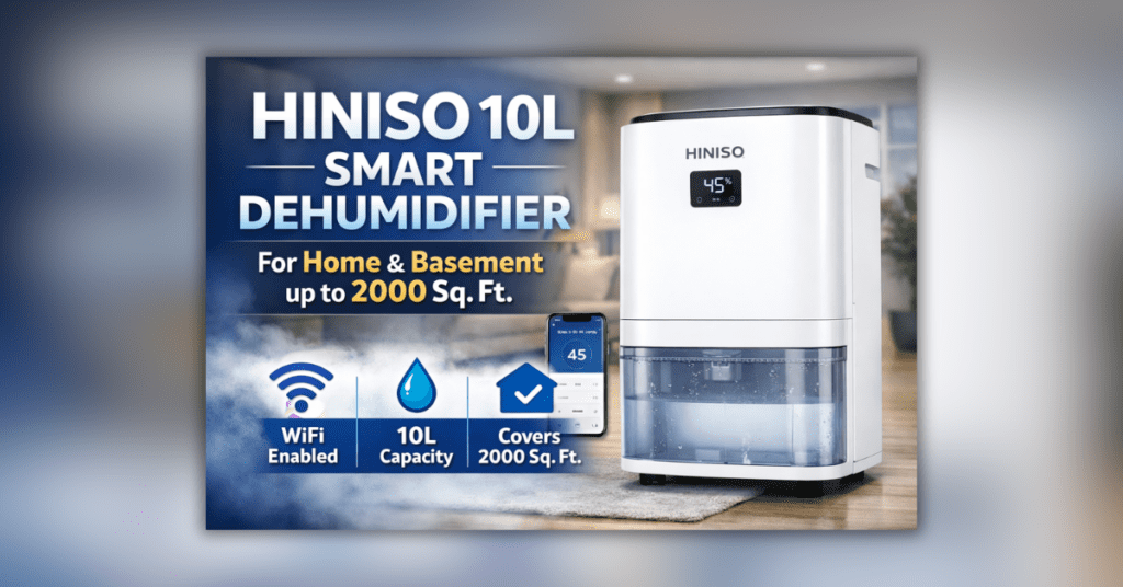 HINISO 10L Smart Dehumidifier with WiFi for home and basement up to 2000 sq ft