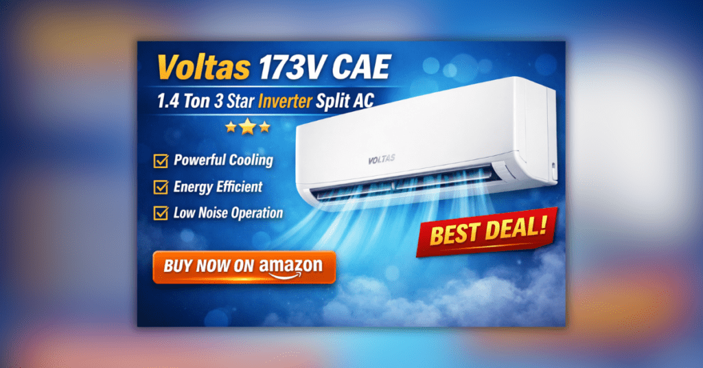 Voltas 173V CAE 1.4 Ton 3 Star Inverter Split AC fast cooling