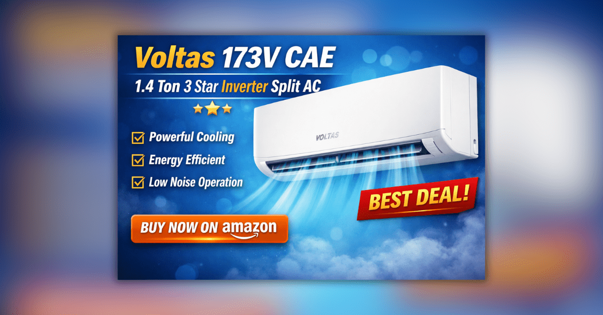 Voltas 173V CAE 1.4 Ton 3 Star Inverter Split AC fast cooling