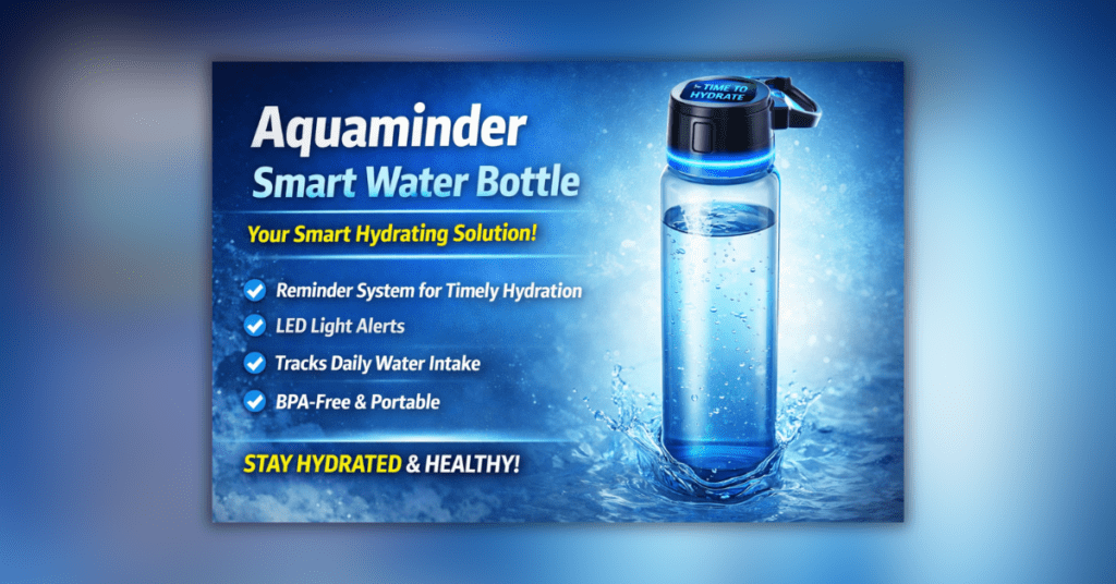 Aquaminder Smart Water Bottle with LED reminder and modern design