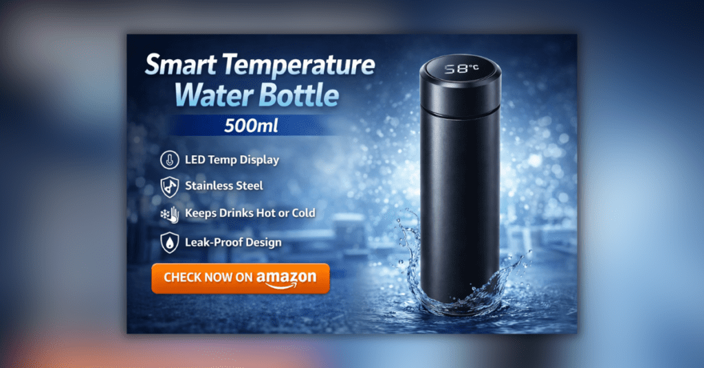 तापमान दिखाने वाली स्मार्ट टेम्परेचर वाटर बॉटल