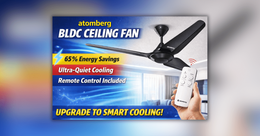BLDC ceiling fan with energy saving motor and silent cooling performance