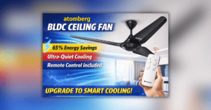 BLDC ceiling fan with energy saving motor and silent cooling performance