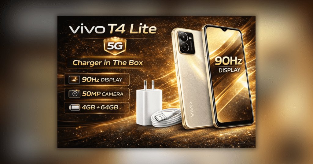 vivo T4 Lite 5G बजट स्मार्टफोन चार्जर इन बॉक्स और 4GB RAM के साथ