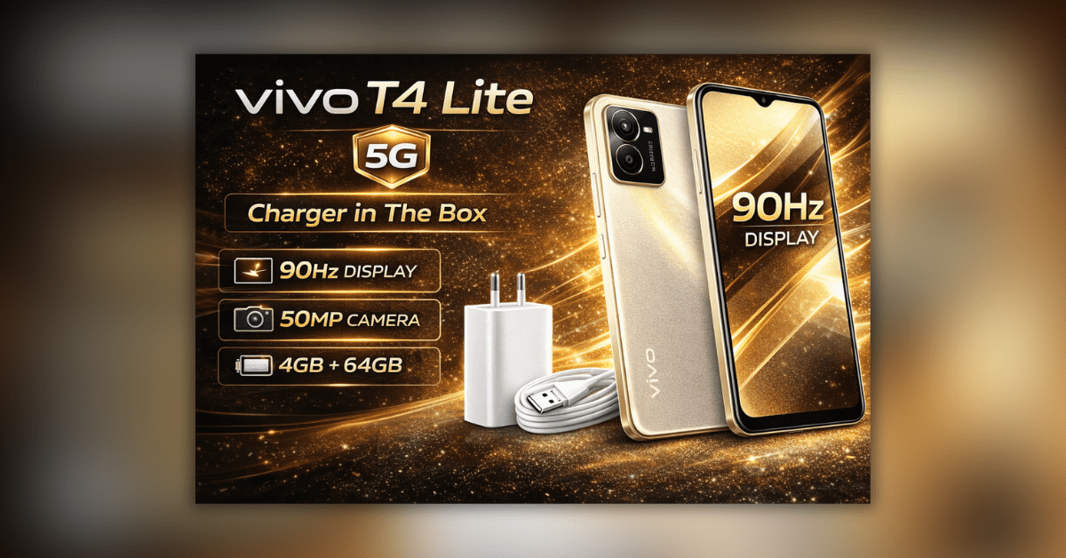 vivo T4 Lite 5G बजट स्मार्टफोन चार्जर इन बॉक्स और 4GB RAM के साथ