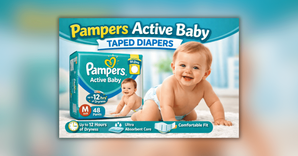 Pampers Active Baby Taped लकड़ी और सफेद डिजाइन वाली स्टाइलिश अलमारी
