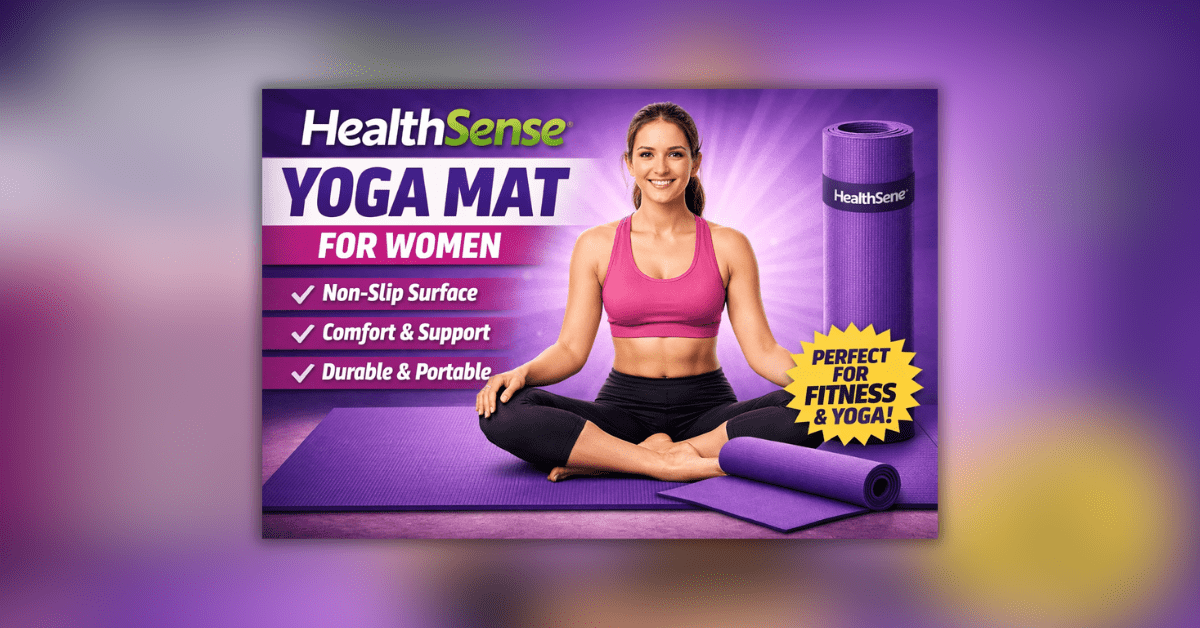 HealthSense Yoga Mat for Women non slip comfortable workout mat