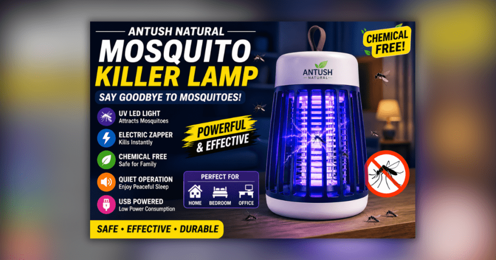 Mosquito Killer Lamp with UV light attracting insects and killing mosquitoes safely without chemicals