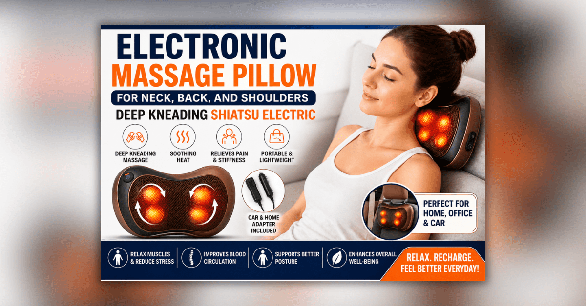 Electronic massage pillow for neck, back and shoulder pain relief