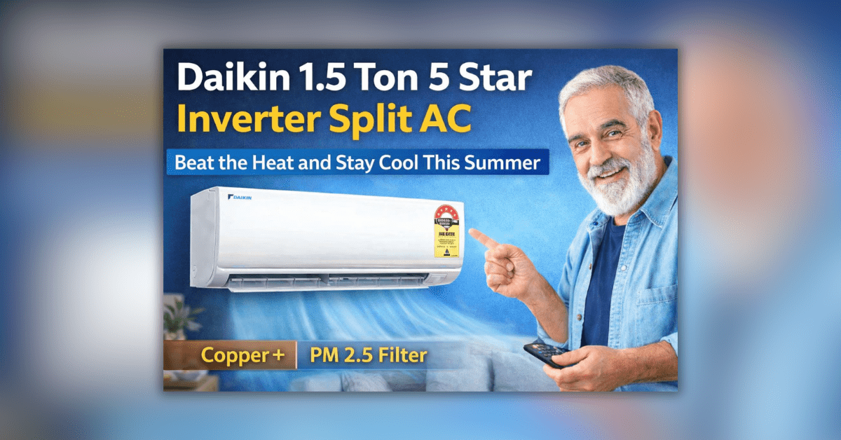 Daikin 1.5 Ton 5 Star Inverter Split AC image settings form with alt text title caption and description