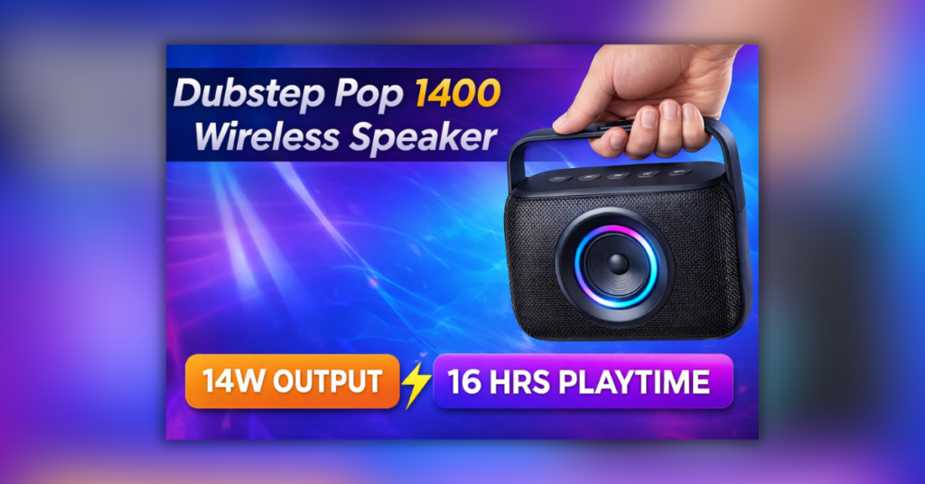 Dubstep Pop 1400 portable wireless speaker with LED light and handle