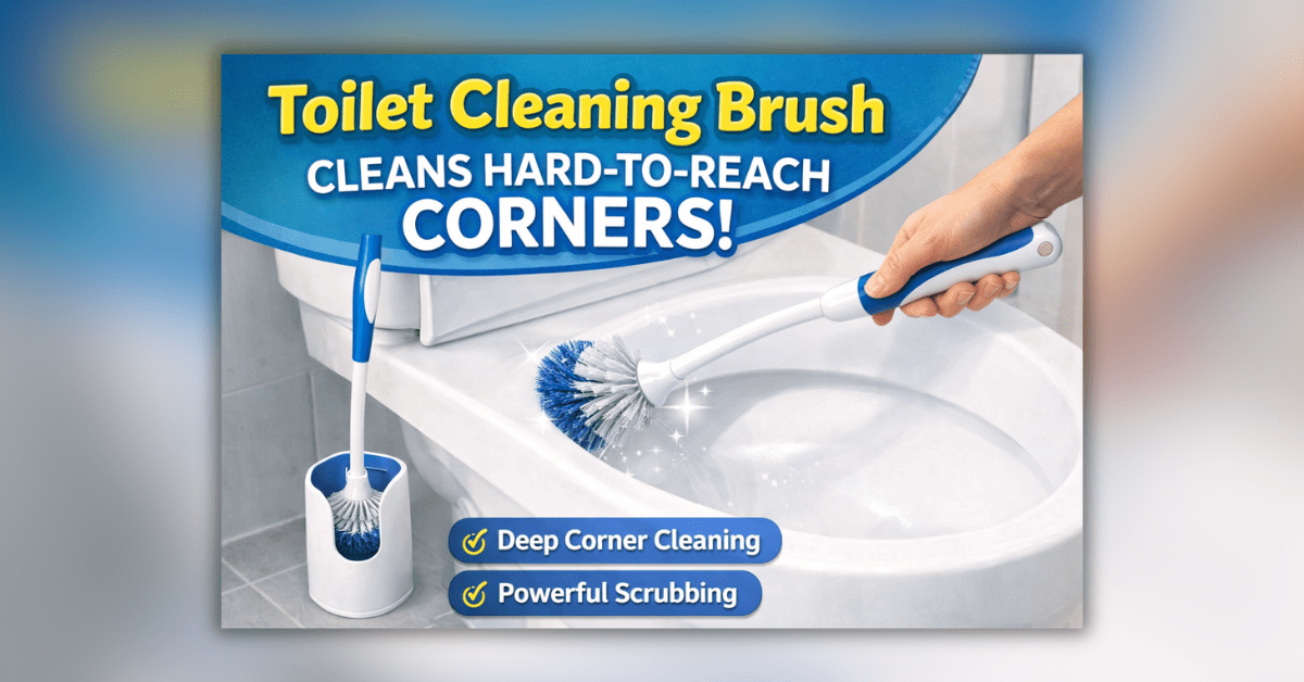 टॉयलेट क्लीनिंग ब्रश जो स्टाइलिश पैंट पहने हुए व्यक्ति का क्लोज़ व्यू