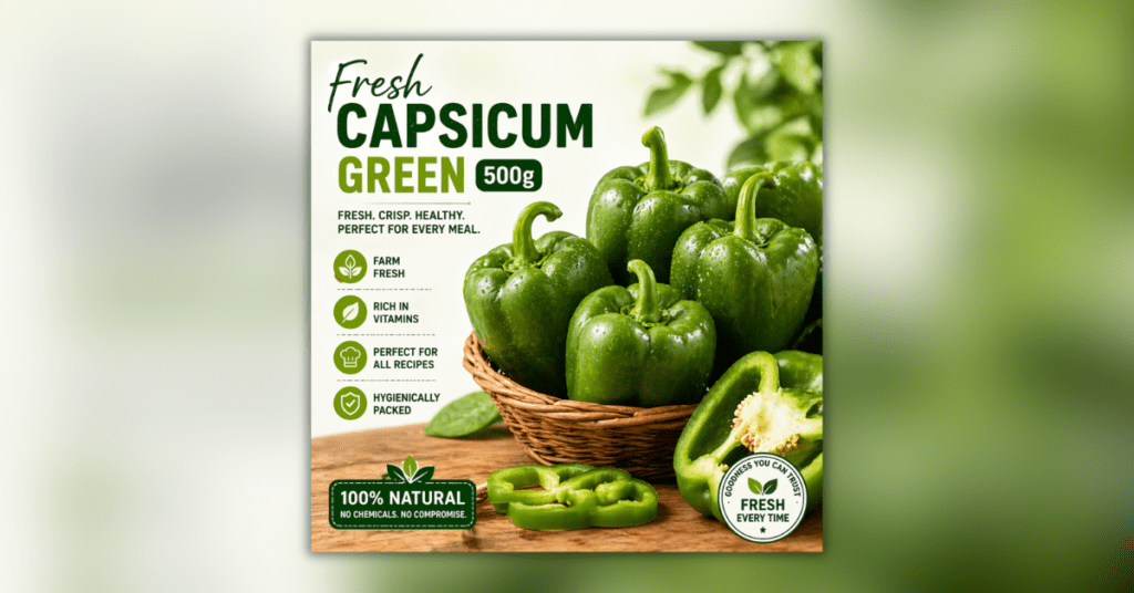 Fresh Capsicum Green 500g natural vegetable fresh and healthy capsicum for cooking