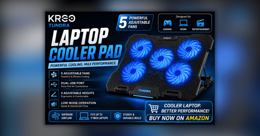 Laptop Cooler Pad with multiple fans for cooling and performance