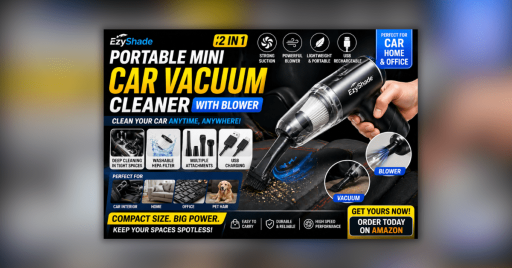 Mini car vacuum cleaner cleaning car interior dust and dirt