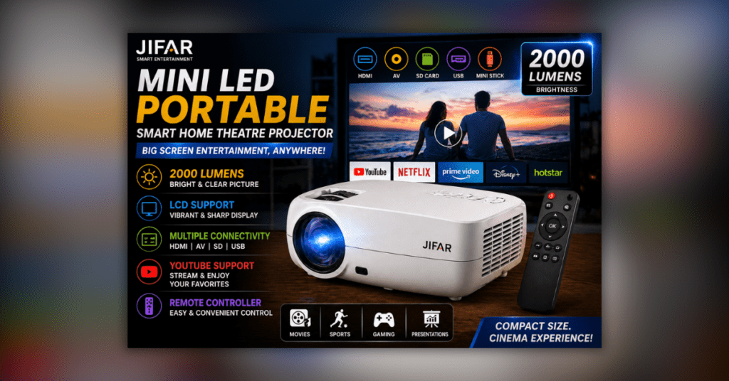 Mini Home Theatre Projector for big screen movie experience at home