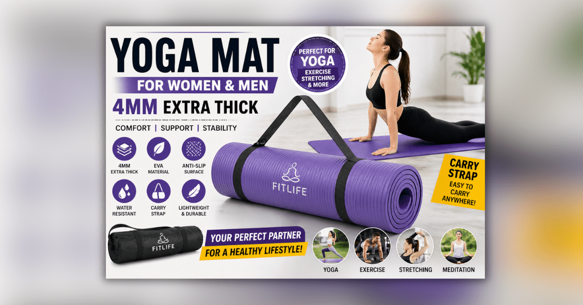 Yoga mat for women anti slip 4mm EVA exercise mat with carry strap