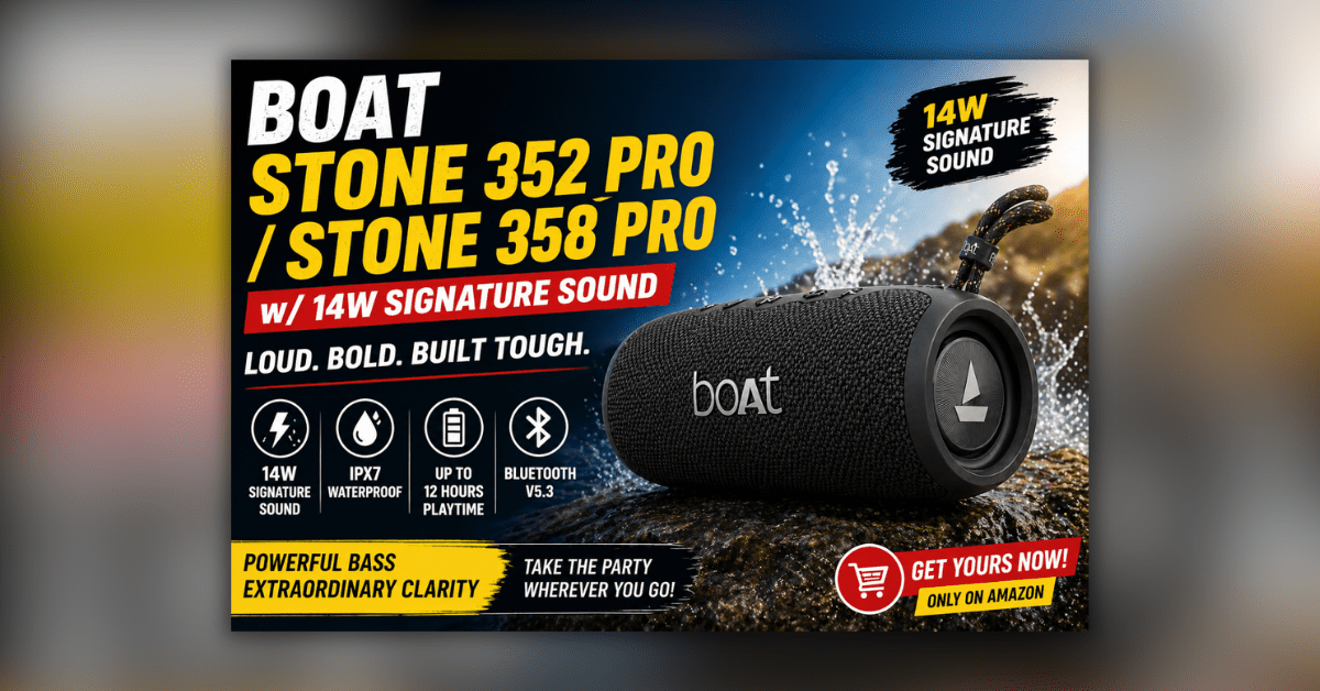 Boat Stone 352 Pro Bluetooth Speaker with 14W sound and portable design