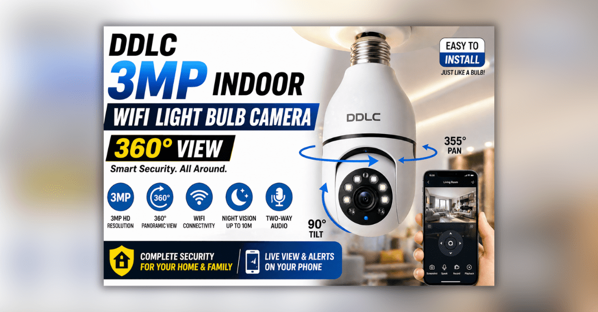 3MP WiFi Light Bulb Camera with 360 degree view and mobile monitoring
