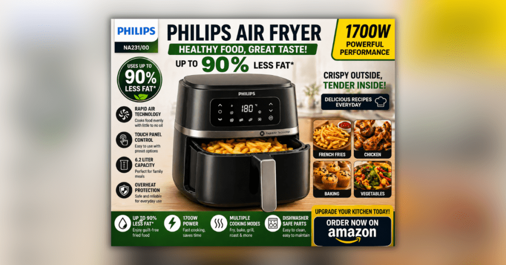 Air Fryer cooking crispy and healthy food with less oil