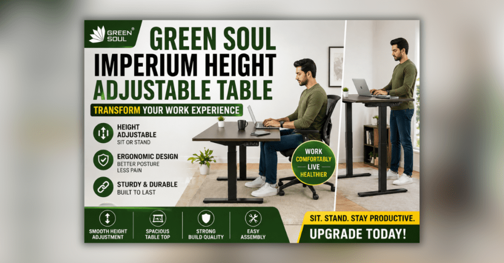 Green Soul Imperium height adjustable table ergonomic sit stand desk for home office