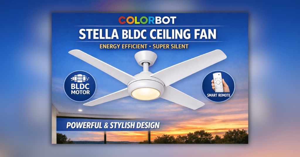 Colorbot Stella BLDC Ceiling Fan 1200mm with 5 Star Rating and Energy Saving Design