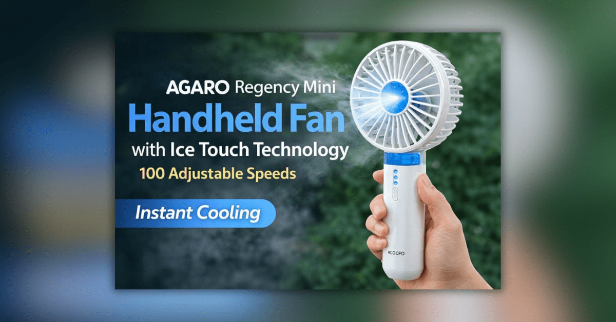 AGARO Regency Mini Handheld Fan compact portable cooling fan in hand