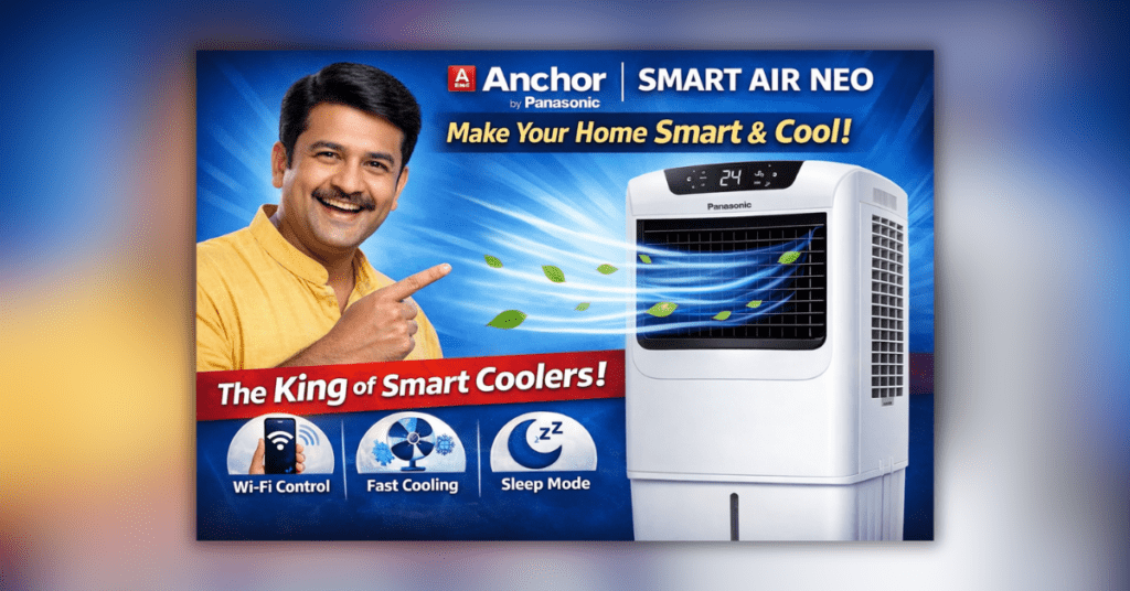 Anchor by Panasonic Smart Air Neo 200mm एग्जॉस्ट फैन, किचन और बाथरूम के लिए पावरफुल वेंटिलेशन