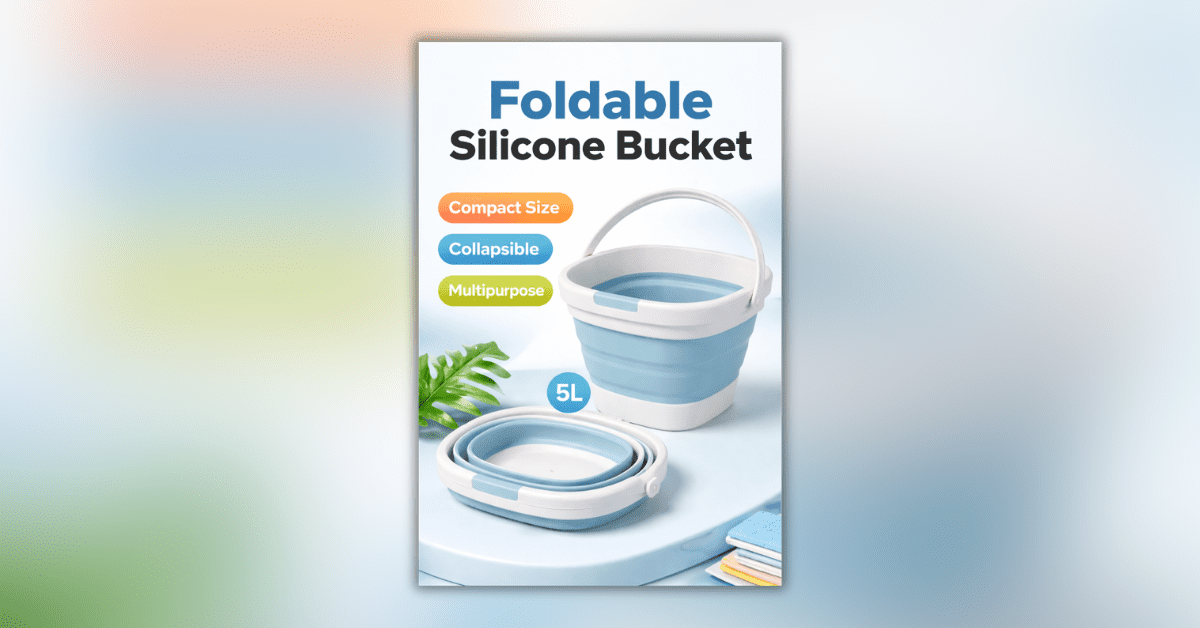 Foldable silicone bucket compact collapsible multipurpose bucket for travel and cleaning