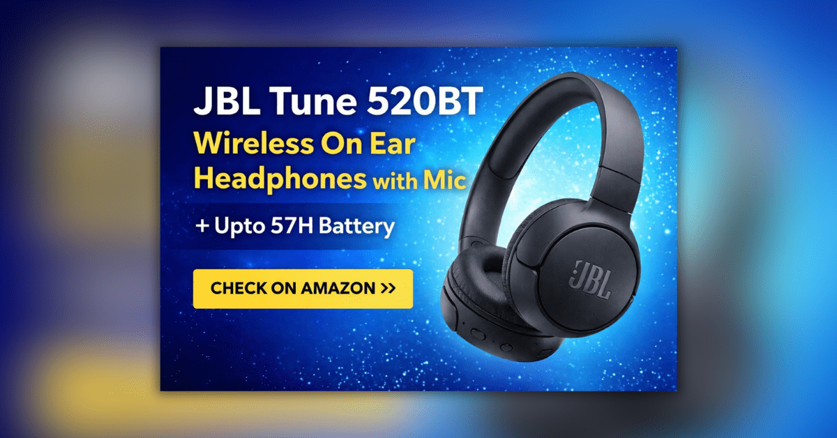 JBL Tune 520BT Wireless Headphones black color with on-ear design