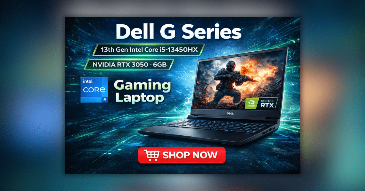 Dell G Series Gaming Laptop with RTX 3050 and Intel i5 13th Gen processor