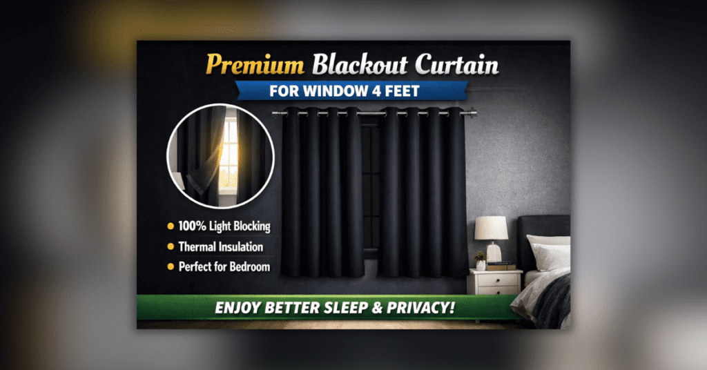 Premium blackout curtain for window 4 feet blocking sunlight for better sleep and privacy
