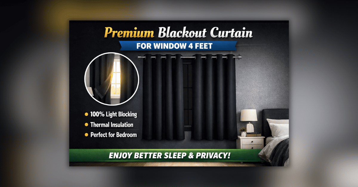 Premium blackout curtain for window 4 feet blocking sunlight for better sleep and privacy