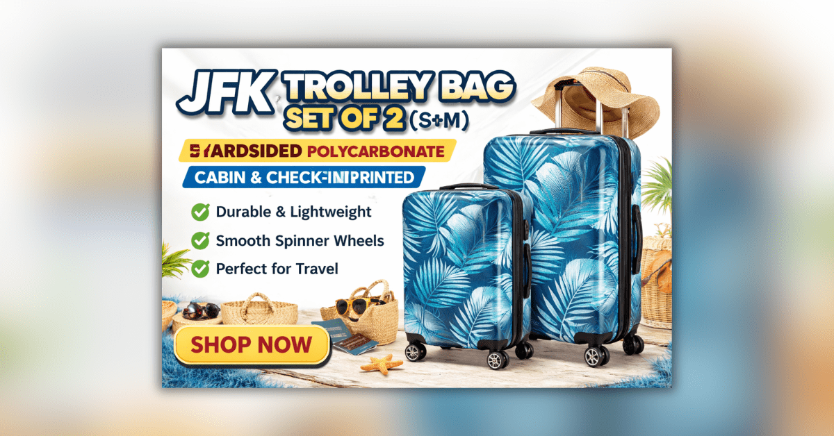 JFK trolley bag set of 2 polycarbonate luggage for travel with cabin and check-in sizes